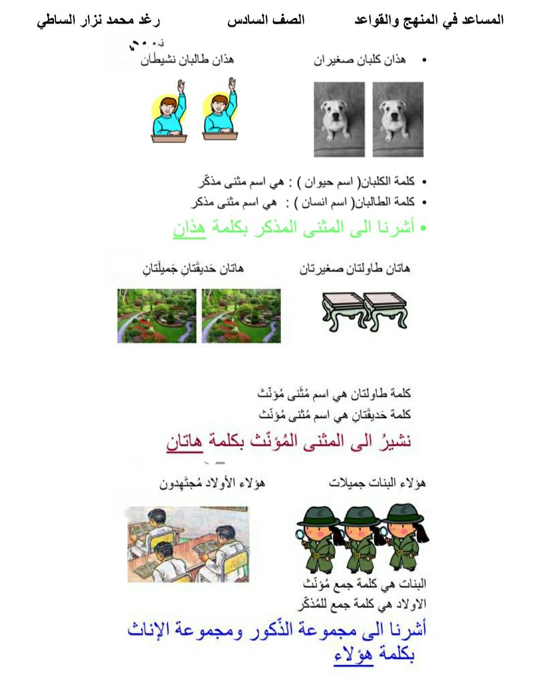 MzAwMzgxMC42OTY2 بالصور شرح درس اسماء الاشارة عربي الصف السادس مع الحل